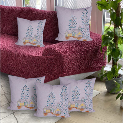 Beautiful Tree Hut Block Printing Cushion Cover