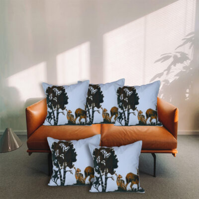 deer block printing cushion cover