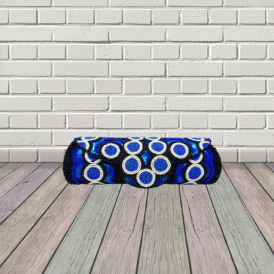 Blue Bead Embroidered Ladies Clutch Purse