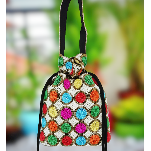 handmade multi color potli bag