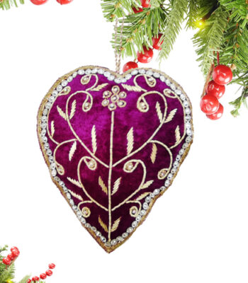 Floral Festive Heart Christmas Wall Hanging