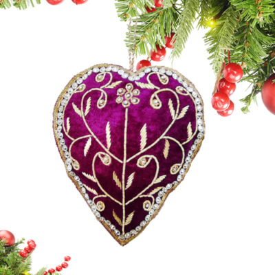 Floral Festive Heart Christmas Wall Hanging