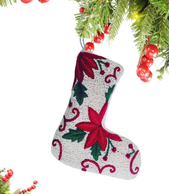 Floral Christmas Stocking Thread Hand Embroidery Stockings