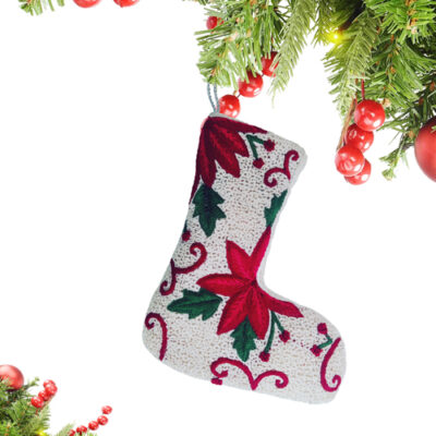 Floral Christmas Stocking Thread Hand Embroidery Stockings