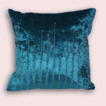 Hand Embroidery Velvet Cushion Cover With Vertical Lines