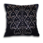 Designer Sequins Embroidery Floral Velvet Cushion Cover