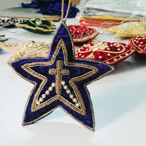 Handmade Christmas Star Embroidered Christmas Decoration